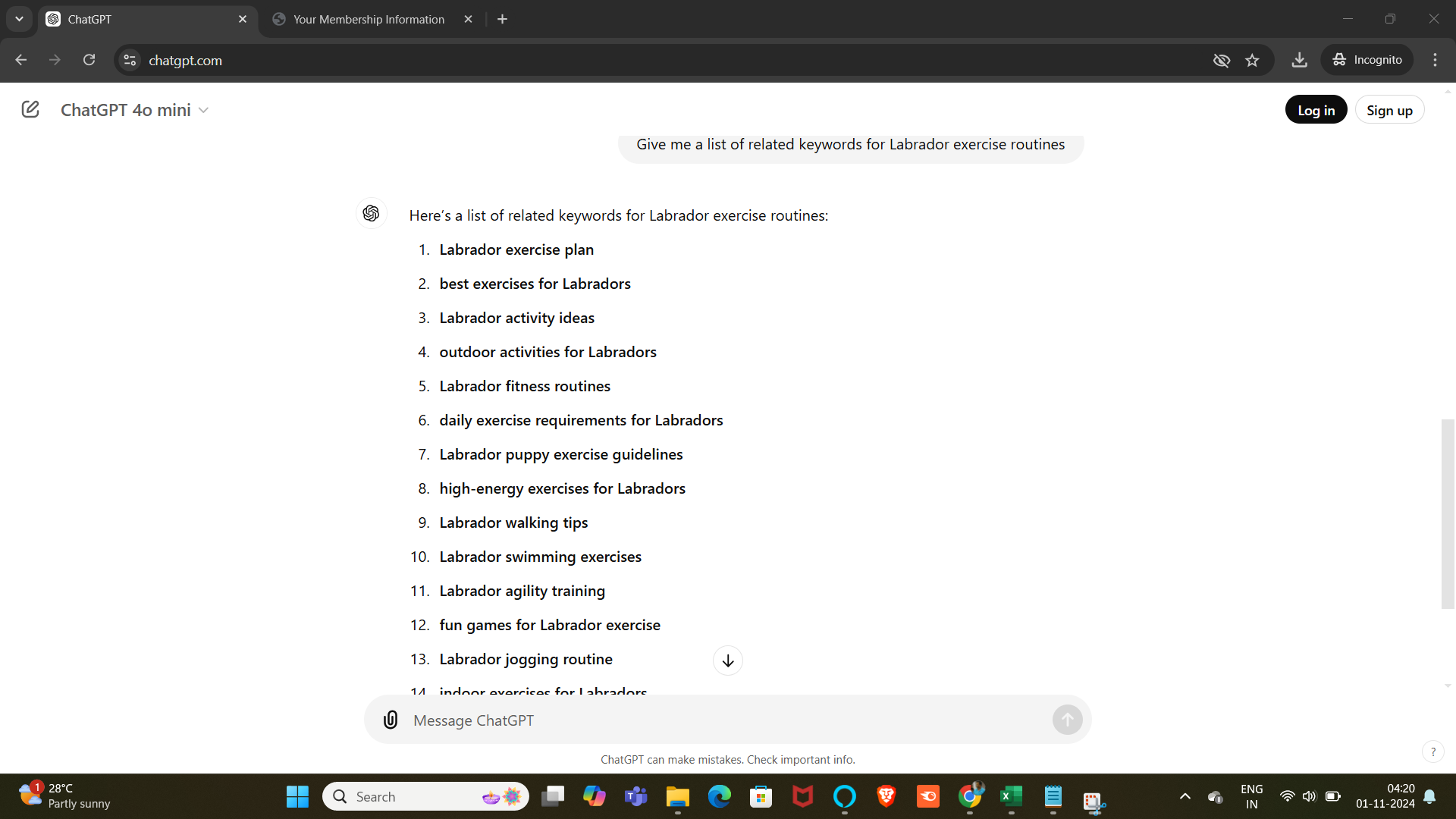 cahtgpt - keyword research